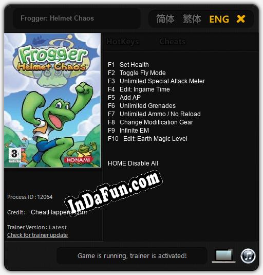 Frogger: Helmet Chaos: TRAINER AND CHEATS (V1.0.16)