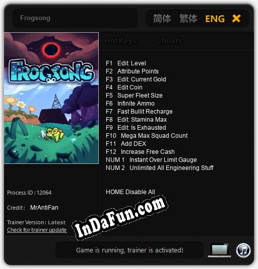 Trainer for Frogsong [v1.0.4]