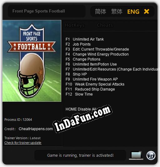Trainer for Front Page Sports Football [v1.0.2]
