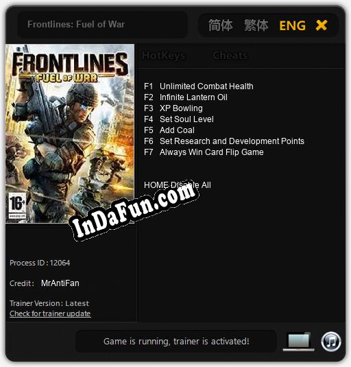 Frontlines: Fuel of War: Cheats, Trainer +7 [MrAntiFan]