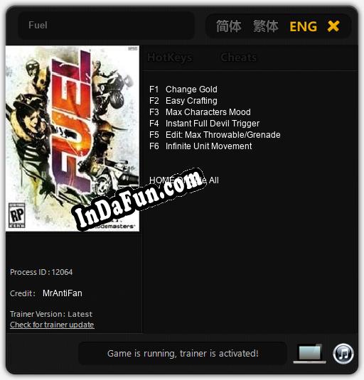 Fuel: TRAINER AND CHEATS (V1.0.3)