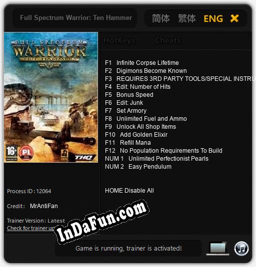 Trainer for Full Spectrum Warrior: Ten Hammers [v1.0.4]