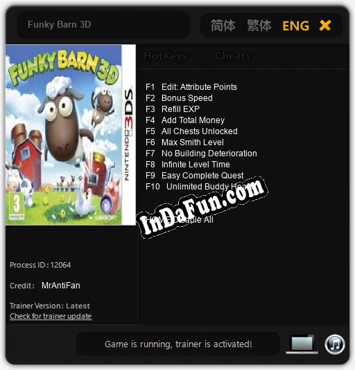 Trainer for Funky Barn 3D [v1.0.9]