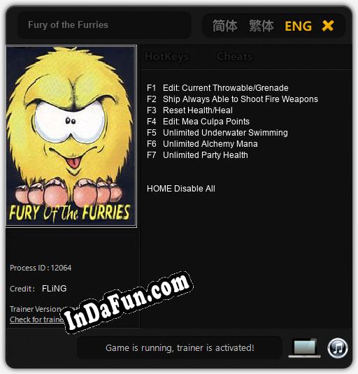 Fury of the Furries: Cheats, Trainer +7 [FLiNG]