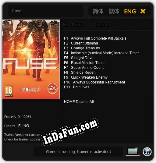 Fuse: Cheats, Trainer +11 [FLiNG]