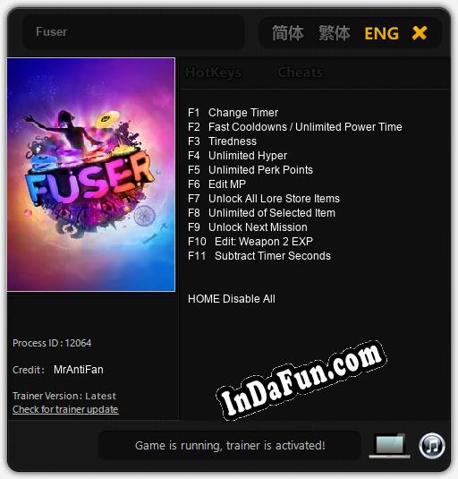 Fuser: TRAINER AND CHEATS (V1.0.33)