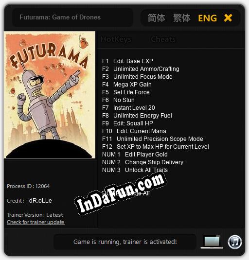 Futurama: Game of Drones: TRAINER AND CHEATS (V1.0.52)