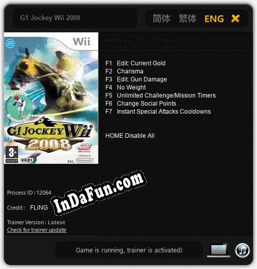 G1 Jockey Wii 2008: Cheats, Trainer +7 [FLiNG]