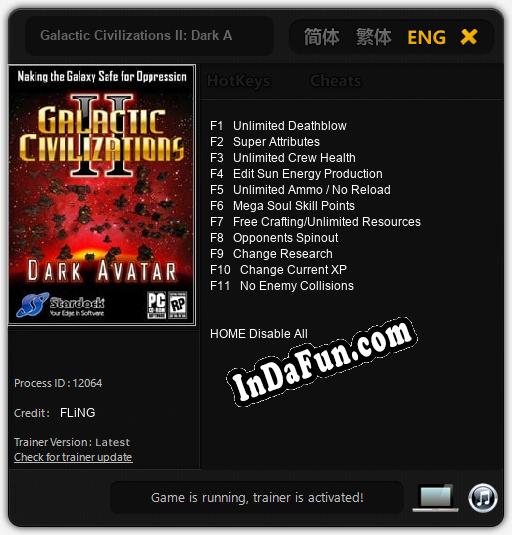 Galactic Civilizations II: Dark Avatar: Trainer +11 [v1.5]