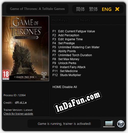 Game of Thrones: A Telltale Games Series Season One: TRAINER AND CHEATS (V1.0.7)