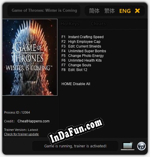 Game of Thrones: Winter is Coming: Cheats, Trainer +8 [CheatHappens.com]