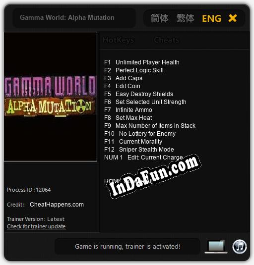 Trainer for Gamma World: Alpha Mutation [v1.0.9]