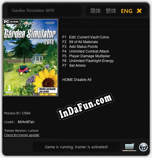 Garden Simulator 2010: Cheats, Trainer +7 [MrAntiFan]