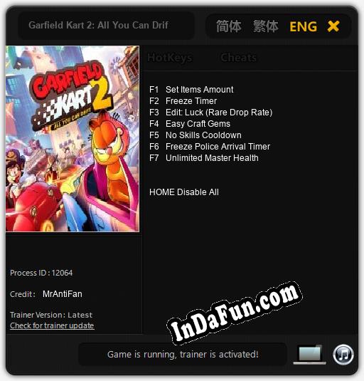 Garfield Kart 2: All You Can Drift: TRAINER AND CHEATS (V1.0.87)