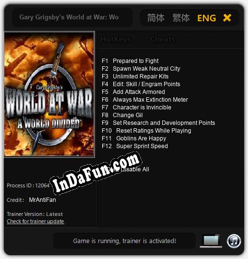 Gary Grigsby’s World at War: World Divided: Cheats, Trainer +12 [MrAntiFan]