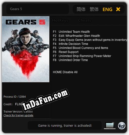 Trainer for Gears 5 [v1.0.1]