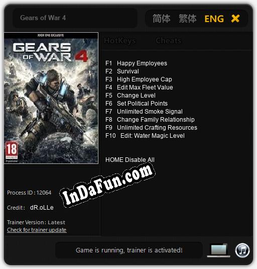 Gears of War 4: TRAINER AND CHEATS (V1.0.40)