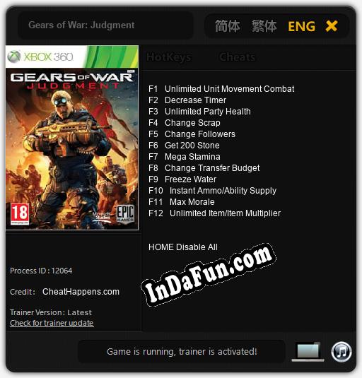 Gears of War: Judgment: Trainer +12 [v1.8]