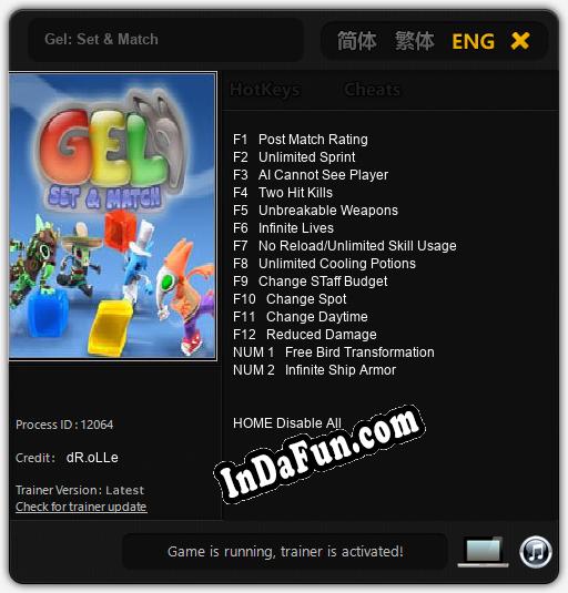 Gel: Set & Match: TRAINER AND CHEATS (V1.0.95)