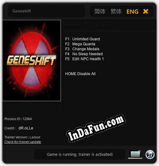 Geneshift: TRAINER AND CHEATS (V1.0.35)