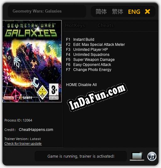 Trainer for Geometry Wars: Galaxies [v1.0.8]