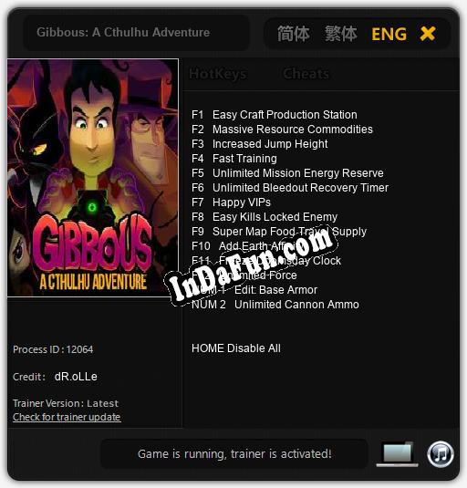 Gibbous: A Cthulhu Adventure: Trainer +14 [v1.6]
