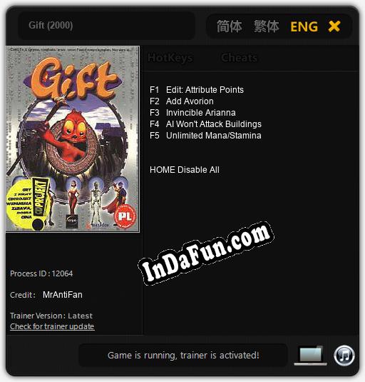 Gift (2000): TRAINER AND CHEATS (V1.0.42)