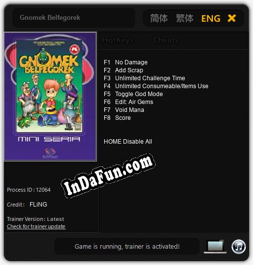 Gnomek Belfegorek: TRAINER AND CHEATS (V1.0.40)
