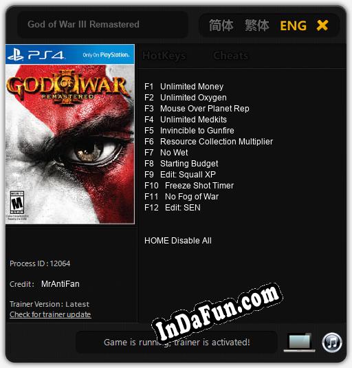 God of War III Remastered: Cheats, Trainer +12 [MrAntiFan]