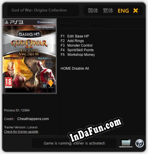 God of War: Origins Collection: TRAINER AND CHEATS (V1.0.10)