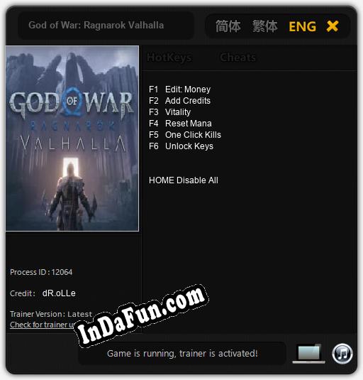 Trainer for God of War: Ragnarok Valhalla [v1.0.3]