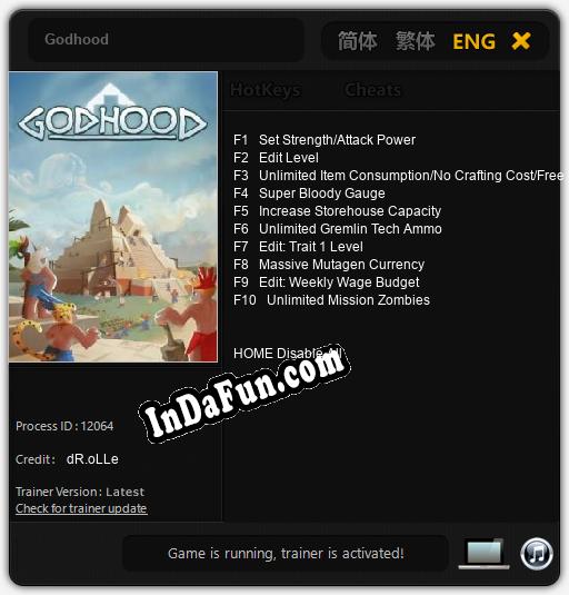 Godhood: Trainer +10 [v1.1]