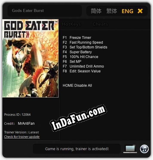 Gods Eater Burst: Cheats, Trainer +8 [MrAntiFan]