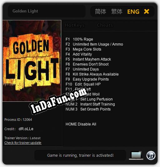 Trainer for Golden Light [v1.0.1]