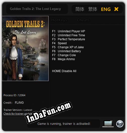 Trainer for Golden Trails 2: The Lost Legacy [v1.0.9]