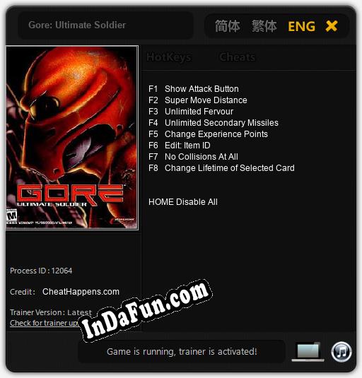 Gore: Ultimate Soldier: TRAINER AND CHEATS (V1.0.92)