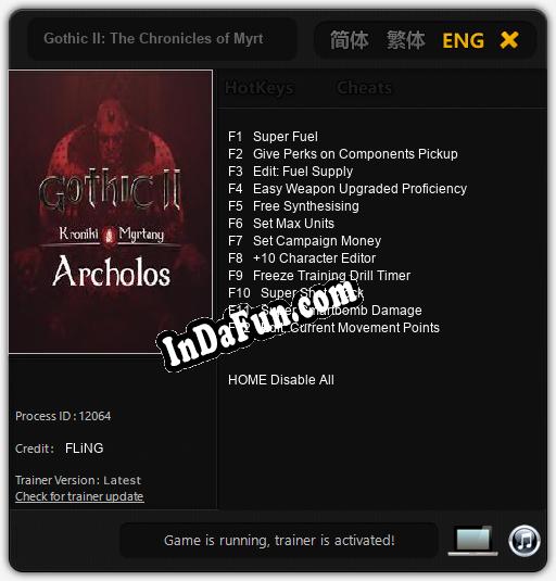 Gothic II: The Chronicles of Myrtana Archolos: Cheats, Trainer +12 [FLiNG]