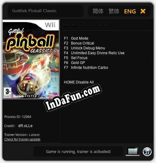 Gottlieb Pinball Classic: Cheats, Trainer +7 [dR.oLLe]