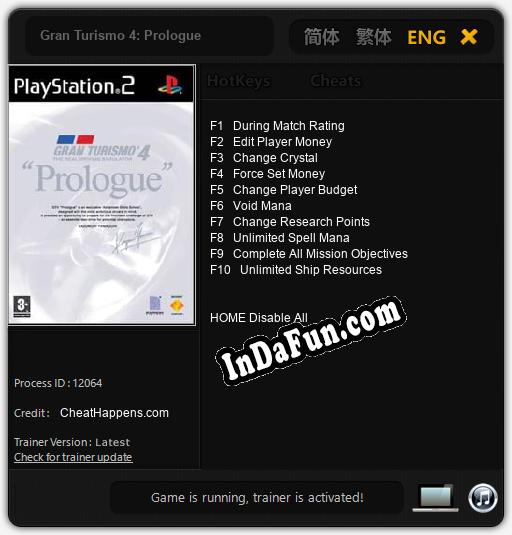 Trainer for Gran Turismo 4: Prologue [v1.0.5]