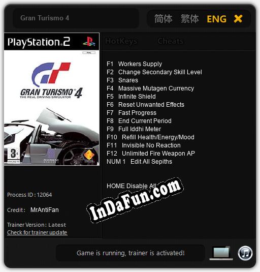 Gran Turismo 4: TRAINER AND CHEATS (V1.0.87)