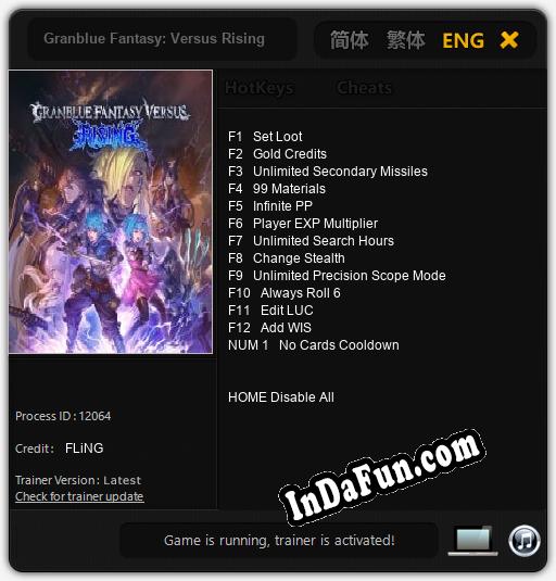 Trainer for Granblue Fantasy: Versus Rising [v1.0.3]