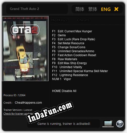 Grand Theft Auto 2: TRAINER AND CHEATS (V1.0.8)