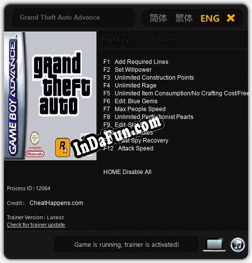 Grand Theft Auto Advance: Trainer +12 [v1.1]