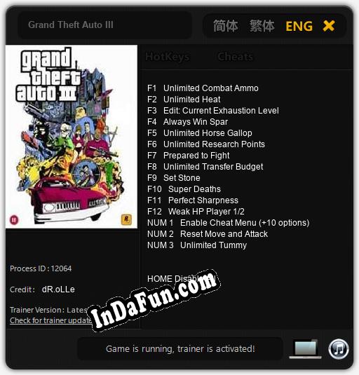 Grand Theft Auto III: Cheats, Trainer +15 [dR.oLLe]