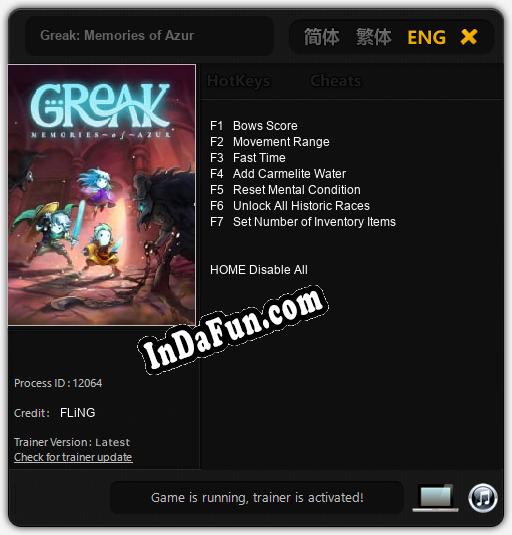 Greak: Memories of Azur: TRAINER AND CHEATS (V1.0.32)