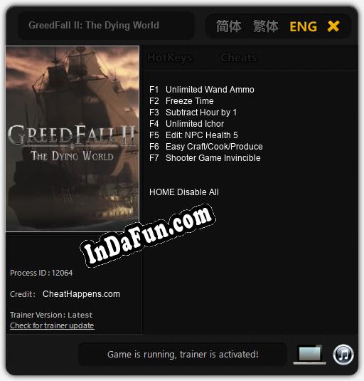 GreedFall II: The Dying World: TRAINER AND CHEATS (V1.0.15)