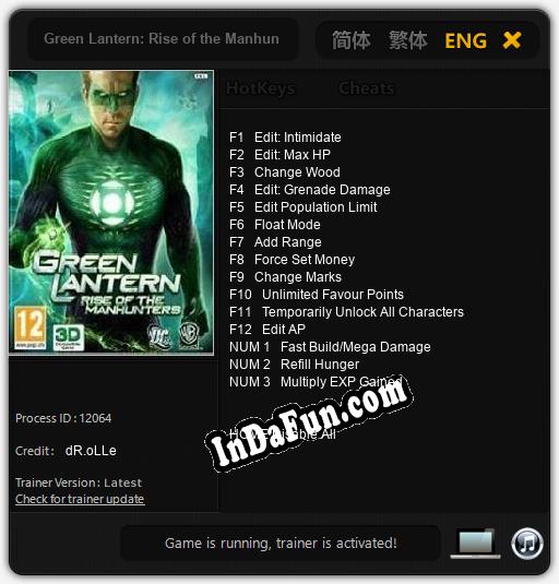 Green Lantern: Rise of the Manhunters: TRAINER AND CHEATS (V1.0.58)