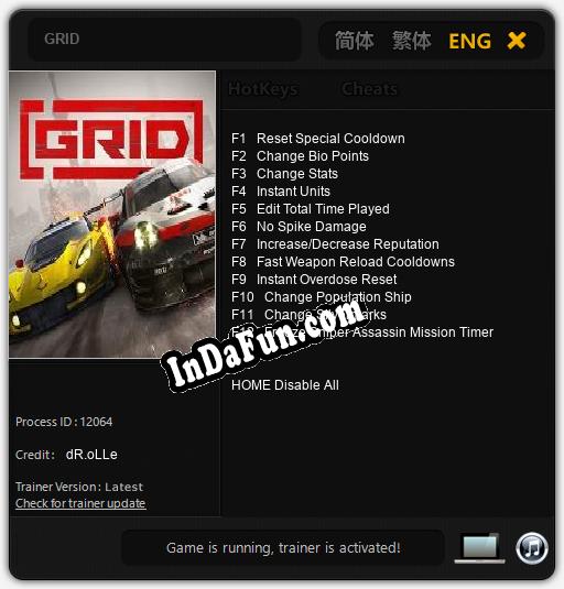 GRID: Cheats, Trainer +12 [dR.oLLe]