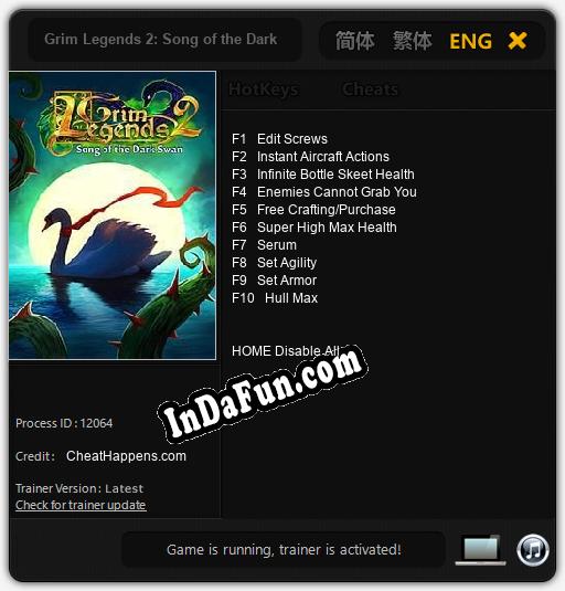 Grim Legends 2: Song of the Dark Swan: TRAINER AND CHEATS (V1.0.40)