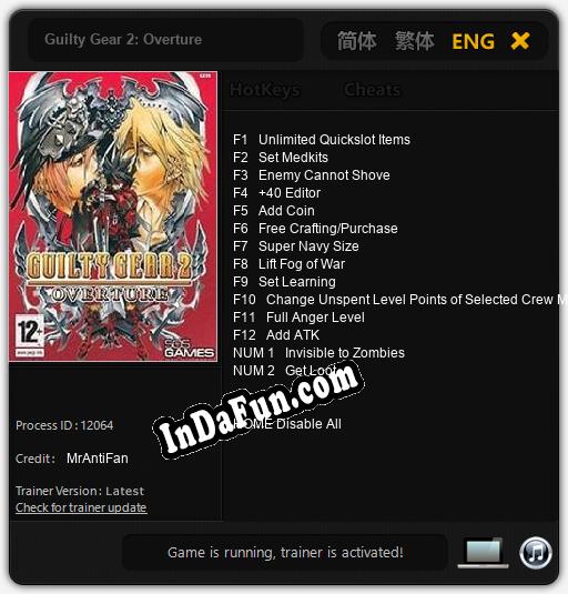 Trainer for Guilty Gear 2: Overture [v1.0.9]